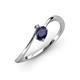 3 - Lucie Bold Oval Cut Blue Sapphire and Round Iolite 2 Stone Promise Ring 