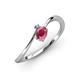 3 - Lucie Bold Oval Cut Rhodolite Garnet and Round Iolite 2 Stone Promise Ring 