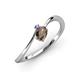 3 - Lucie Bold Oval Cut Smoky Quartz and Round Iolite 2 Stone Promise Ring 