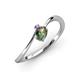 3 - Lucie Bold Oval Cut Lab Created Alexandrite and Round Iolite 2 Stone Promise Ring 