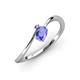 3 - Lucie Bold Oval Cut Tanzanite and Round Iolite 2 Stone Promise Ring 