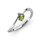 3 - Lucie Bold Oval Cut Peridot and Round Iolite 2 Stone Promise Ring 