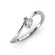 3 - Lucie Bold Oval Cut Lab Grown Diamond and Round Iolite 2 Stone Promise Ring 