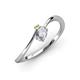 3 - Lucie Bold Oval Cut White Sapphire and Round Peridot 2 Stone Promise Ring 