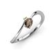 3 - Lucie Bold Oval Cut Smoky Quartz and Round Peridot 2 Stone Promise Ring 