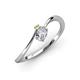 3 - Lucie Bold Oval Cut Lab Grown Diamond and Round Peridot 2 Stone Promise Ring 