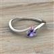 2 - Lucie Bold Oval Cut Iolite and Round Pink Sapphire 2 Stone Promise Ring 