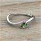 2 - Lucie Bold Oval Cut Lab Created Alexandrite and Round Pink Sapphire 2 Stone Promise Ring 