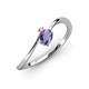 3 - Lucie Bold Oval Cut Iolite and Round Pink Sapphire 2 Stone Promise Ring 