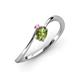 3 - Lucie Bold Oval Cut Peridot and Round Pink Sapphire 2 Stone Promise Ring 