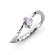 3 - Lucie Bold Oval Cut White Sapphire and Round Pink Sapphire 2 Stone Promise Ring 