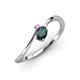 3 - Lucie Bold Oval Cut London Blue Topaz and Round Pink Sapphire 2 Stone Promise Ring 