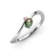 3 - Lucie Bold Oval Cut Lab Created Alexandrite and Round Pink Sapphire 2 Stone Promise Ring 