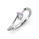 3 - Lucie Bold Oval Cut Diamond and Round Pink Sapphire 2 Stone Promise Ring 