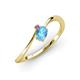 3 - Lucie Bold Oval Cut Blue Topaz and Round Pink Tourmaline 2 Stone Promise Ring 