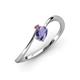 3 - Lucie Bold Oval Cut Iolite and Round Pink Tourmaline 2 Stone Promise Ring 