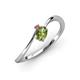 3 - Lucie Bold Oval Cut Peridot and Round Pink Tourmaline 2 Stone Promise Ring 