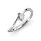 3 - Lucie Bold Oval Cut White Sapphire and Round Pink Tourmaline 2 Stone Promise Ring 