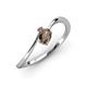 3 - Lucie Bold Oval Cut Smoky Quartz and Round Pink Tourmaline 2 Stone Promise Ring 