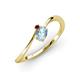 3 - Lucie Bold Oval Cut Aquamarine and Round Red Garnet 2 Stone Promise Ring 