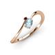 3 - Lucie Bold Oval Cut Aquamarine and Round Red Garnet 2 Stone Promise Ring 