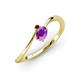 3 - Lucie Bold Oval Cut Amethyst and Round Red Garnet 2 Stone Promise Ring 
