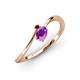 3 - Lucie Bold Oval Cut Amethyst and Round Red Garnet 2 Stone Promise Ring 