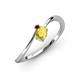 3 - Lucie Bold Oval Cut Yellow Sapphire and Round Red Garnet 2 Stone Promise Ring 