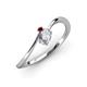 3 - Lucie Bold Oval Cut White Sapphire and Round Red Garnet 2 Stone Promise Ring 