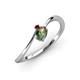 3 - Lucie Bold Oval Cut Lab Created Alexandrite and Round Red Garnet 2 Stone Promise Ring 