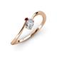 3 - Lucie Bold Oval Cut Lab Grown Diamond and Round Red Garnet 2 Stone Promise Ring 