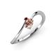 3 - Lucie Bold Oval Cut Morganite and Round Red Garnet 2 Stone Promise Ring 