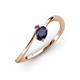 3 - Lucie Bold Oval Cut Blue Sapphire and Round Rhodolite Garnet 2 Stone Promise Ring 