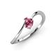3 - Lucie Bold Oval Cut Pink Tourmaline and Round Rhodolite Garnet 2 Stone Promise Ring 