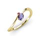 3 - Lucie Bold Oval Cut Iolite and Round Rhodolite Garnet 2 Stone Promise Ring 