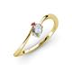 3 - Lucie Bold Oval Cut White Sapphire and Round Rhodolite Garnet 2 Stone Promise Ring 