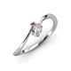 3 - Lucie Bold Oval Cut Diamond and Round Rhodolite Garnet 2 Stone Promise Ring 