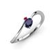 3 - Lucie Bold Oval Cut Blue Sapphire and Round Ruby 2 Stone Promise Ring 