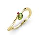 3 - Lucie Bold Oval Cut Peridot and Round Ruby 2 Stone Promise Ring 
