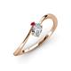 3 - Lucie Bold Oval Cut Lab Grown Diamond and Round Ruby 2 Stone Promise Ring 