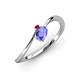 3 - Lucie Bold Oval Cut Tanzanite and Round Ruby 2 Stone Promise Ring 