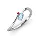 3 - Lucie Bold Oval Cut Aquamarine and Round Ruby 2 Stone Promise Ring 