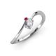 3 - Lucie Bold Oval Cut White Sapphire and Round Ruby 2 Stone Promise Ring 