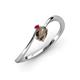 3 - Lucie Bold Oval Cut Smoky Quartz and Round Ruby 2 Stone Promise Ring 