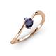 3 - Lucie Bold Oval Cut Blue Sapphire and Round Tanzanite 2 Stone Promise Ring 