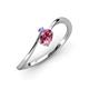 3 - Lucie Bold Oval Cut Pink Tourmaline and Round Tanzanite 2 Stone Promise Ring 