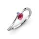 3 - Lucie Bold Oval Cut Rhodolite Garnet and Round Tanzanite 2 Stone Promise Ring 