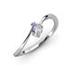 3 - Lucie Bold Oval Cut Diamond and Round Tanzanite 2 Stone Promise Ring 
