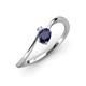 3 - Lucie Bold Oval Cut Blue Sapphire and Round White Sapphire 2 Stone Promise Ring 