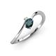 3 - Lucie Bold Oval Cut London Blue Topaz and Round White Sapphire 2 Stone Promise Ring 